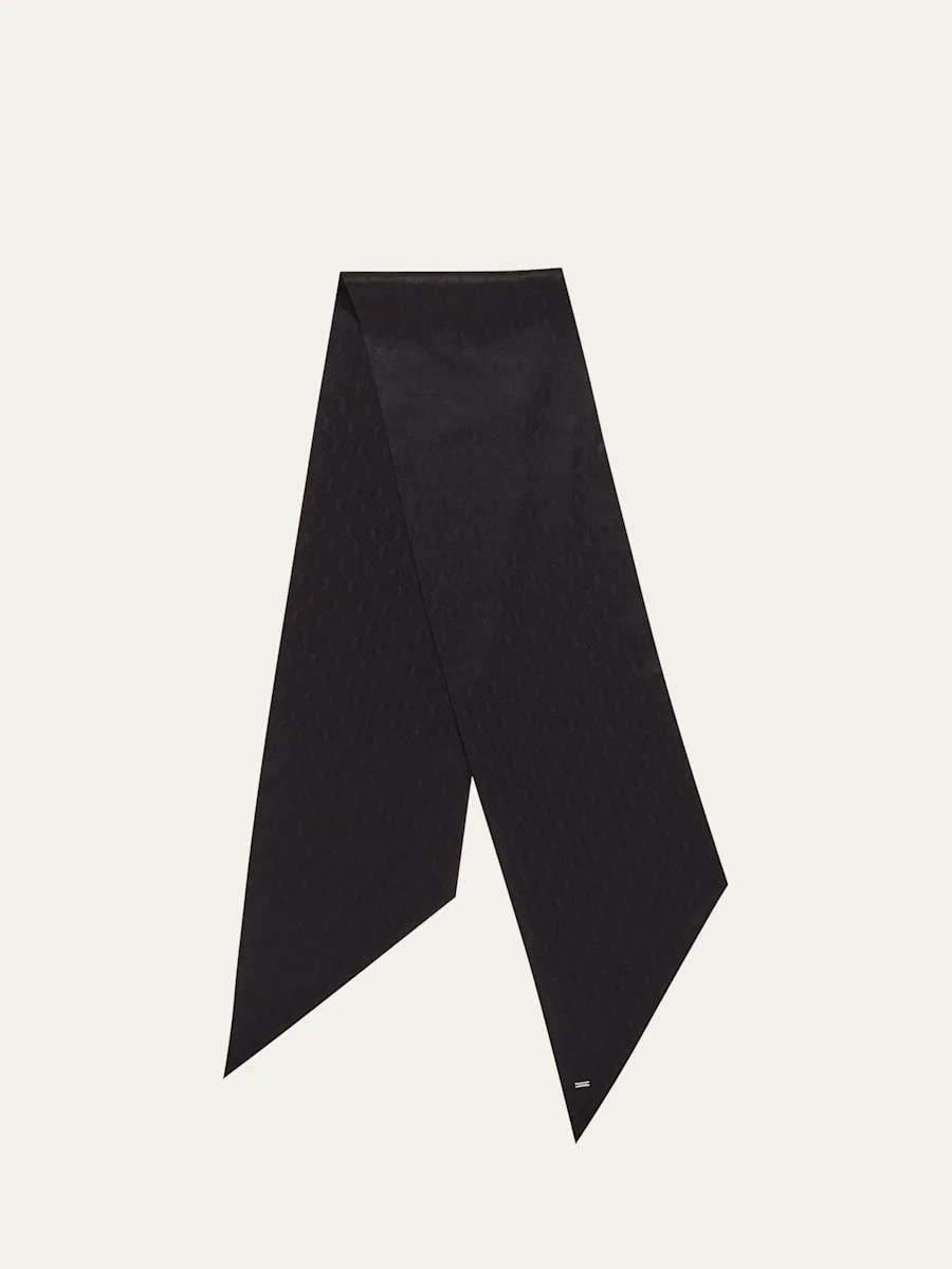Jacquard Monogram Silk Twill Skinny Scarf - 1