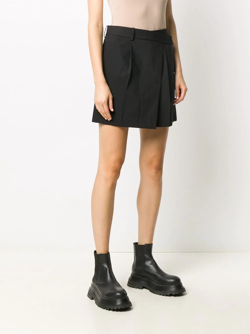 pleated asymmetric skirt - 3