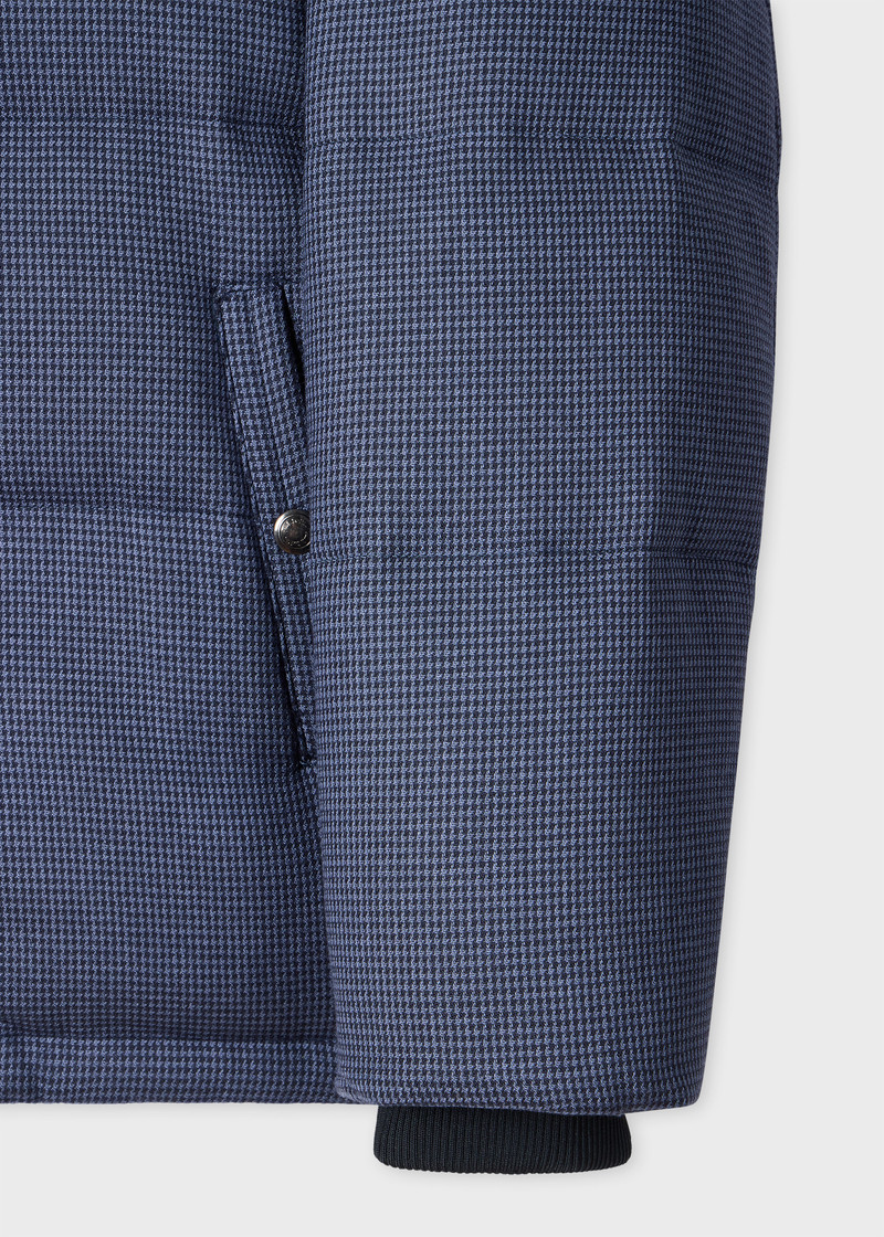 Navy Houndstooth Down Jacket with Detachable Hood 3