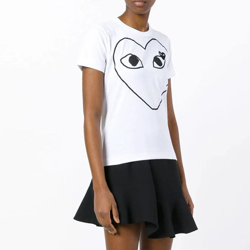 (WMNS) COMME des GARCONS PLAY Outlined Heart Tee 'White Black' AZ-T101-051-1 3