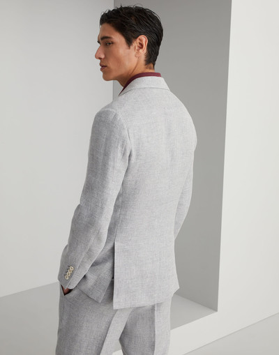 Brunello Cucinelli Linen, wool and silk diagonal deconstructed blazer outlook