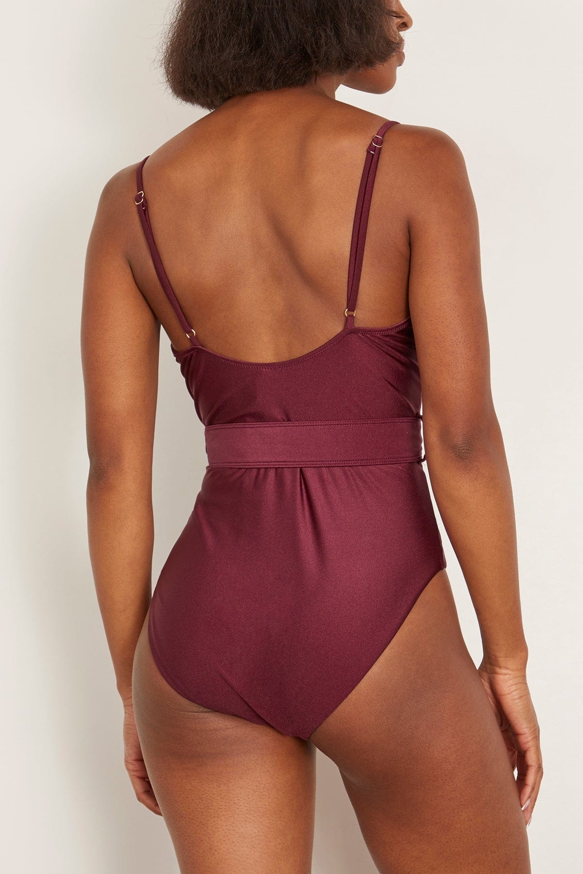 Noa Belted Bustier One Piece in Sangria - 4