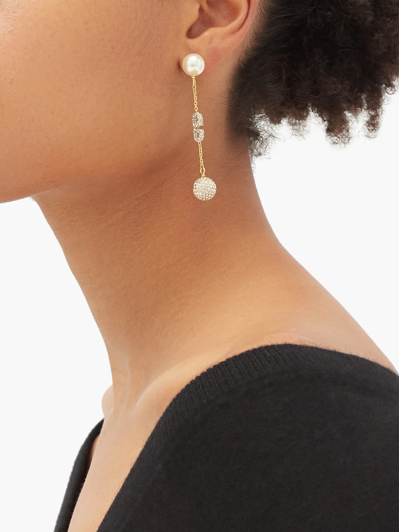 Crystal-embellished V-logo drop earrings - 2