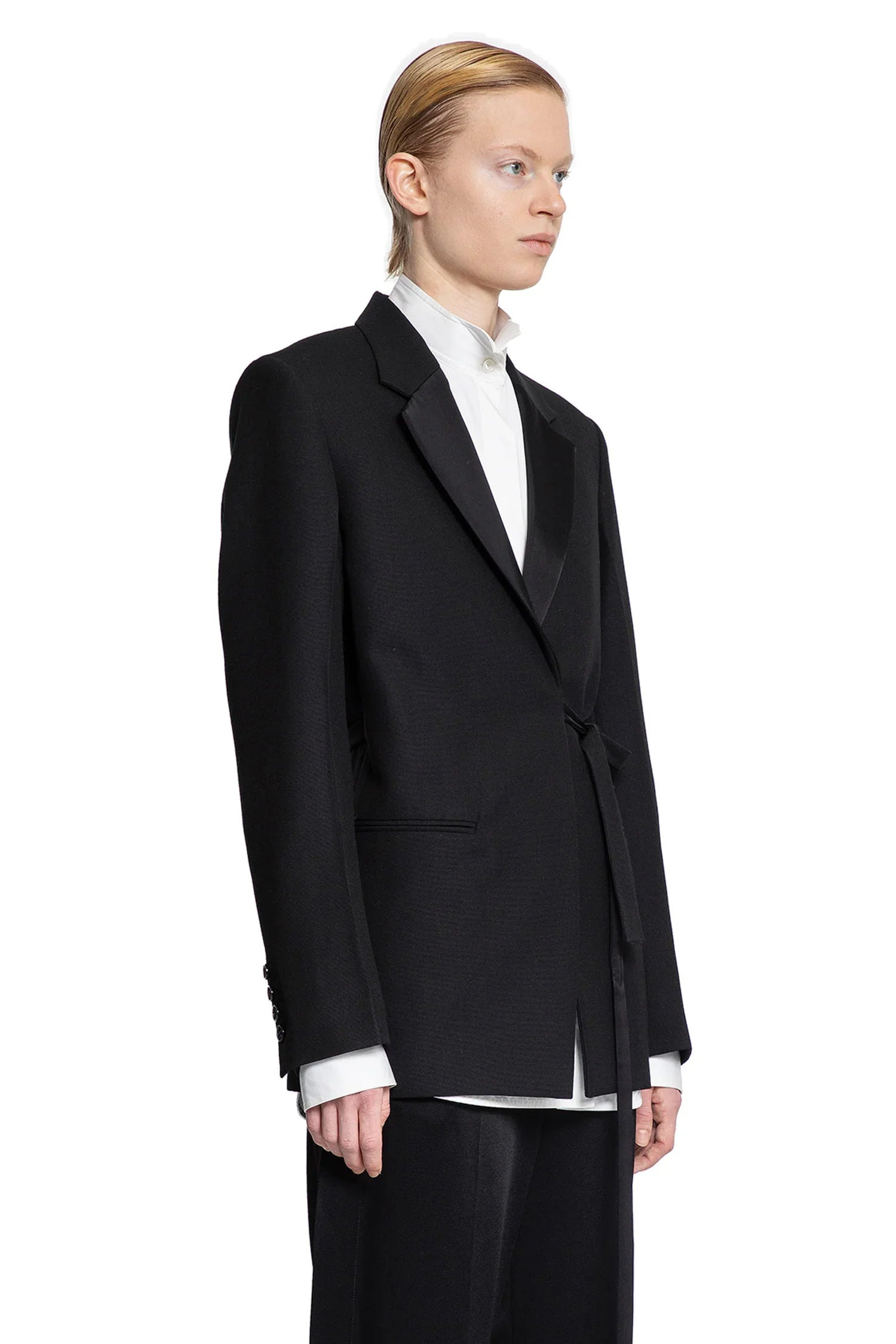 Satin-Lapel-Wrap-Blazer - 2