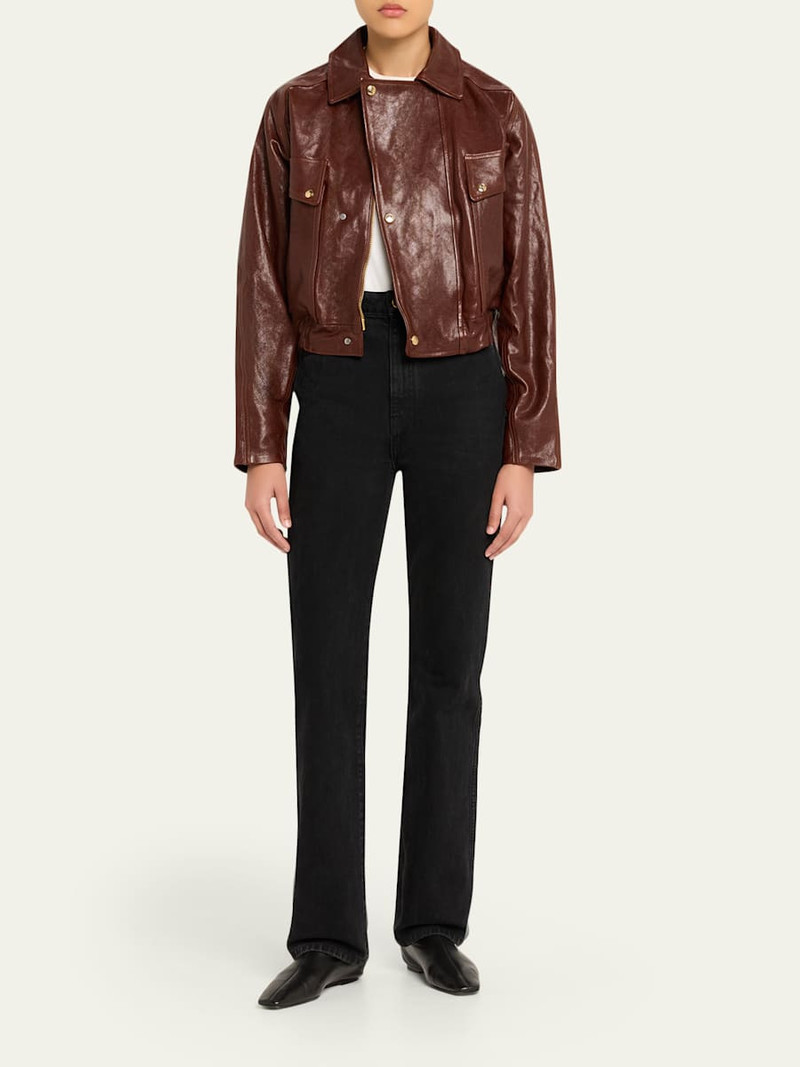 RÙADH Haddow Shiny Leather Moto Jacket outlook