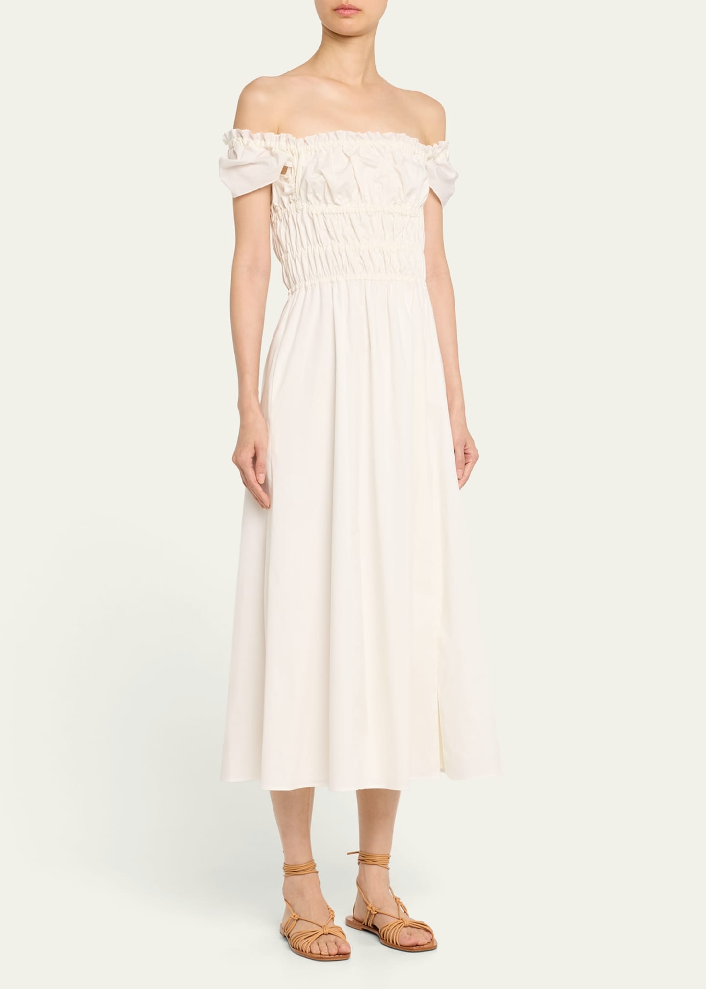 Lily Ruched Cap-Sleeve Midi Dress - 4