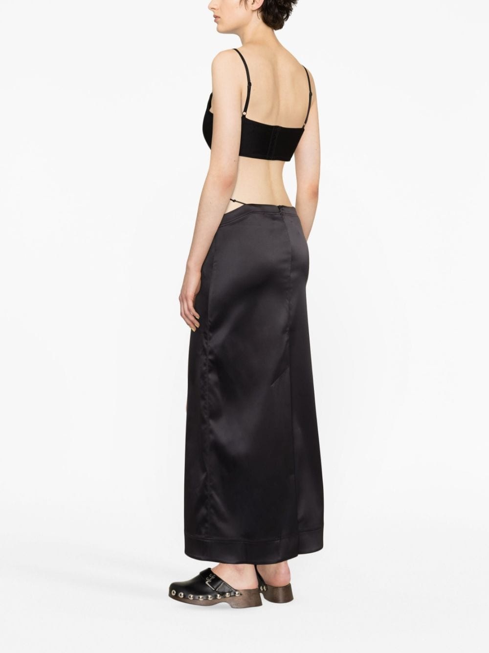 bead-detailing satin maxi skirt - 4