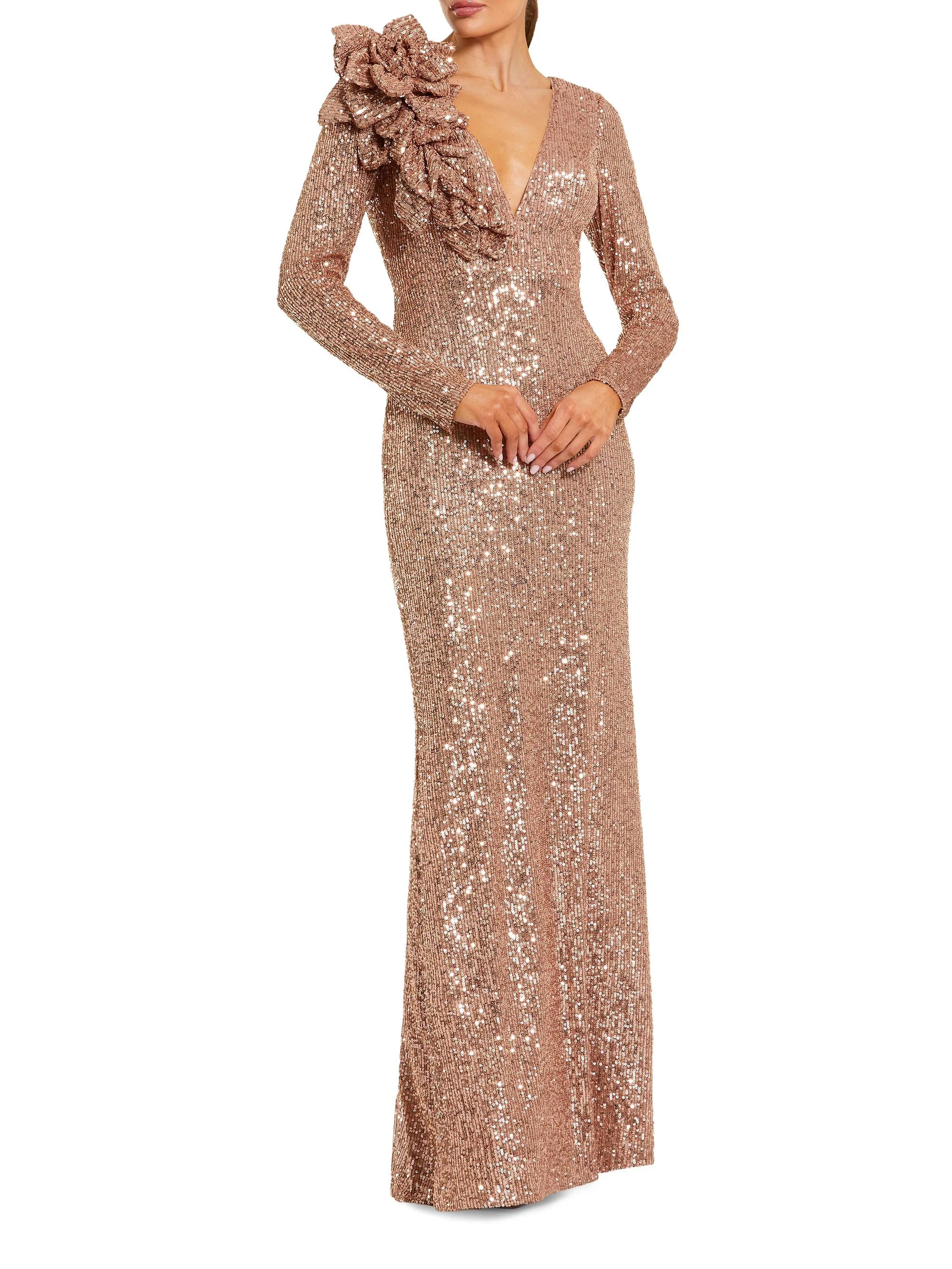 Women's Ieena Sequined Column Gown - Copper - 1