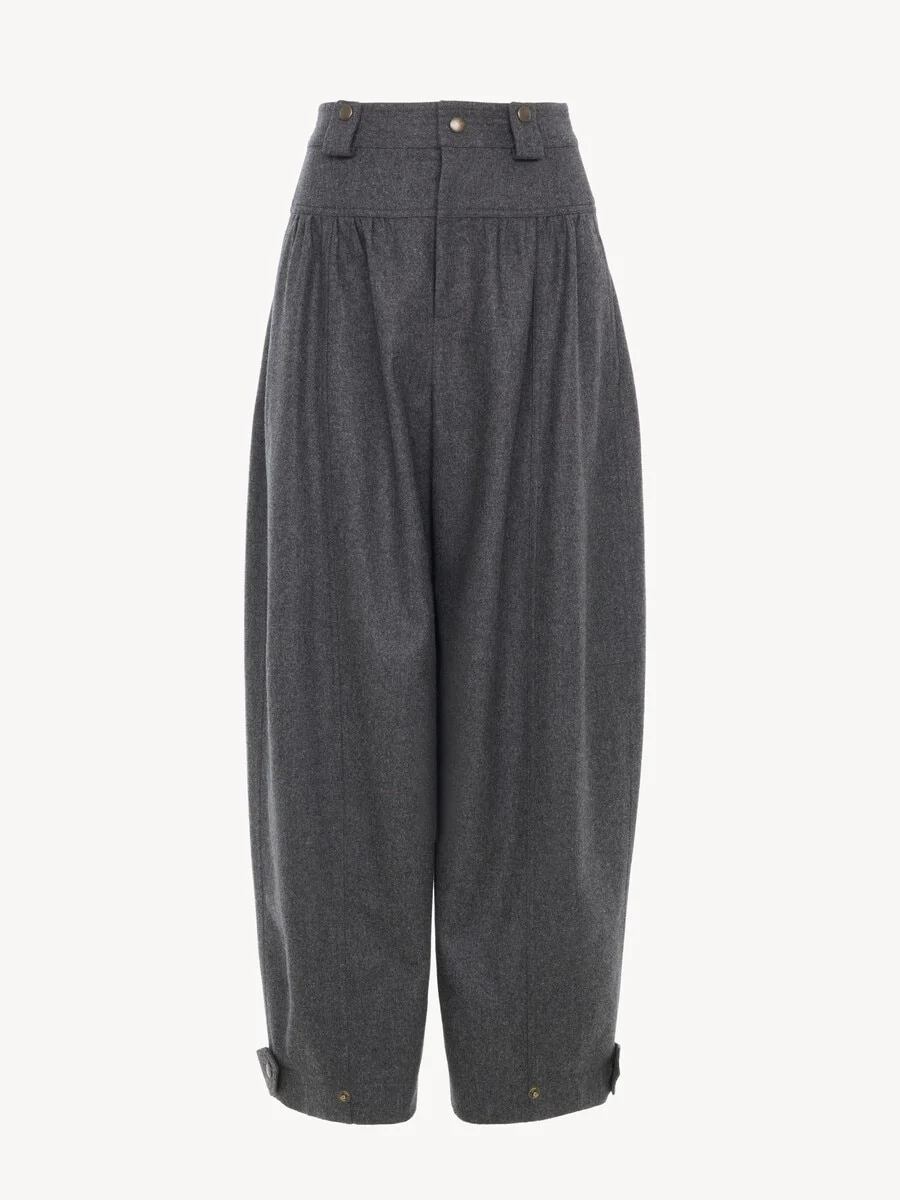 HIGH-RISE BARREL PANTS IN WOOL & CASHMERE FLANNEL - 1