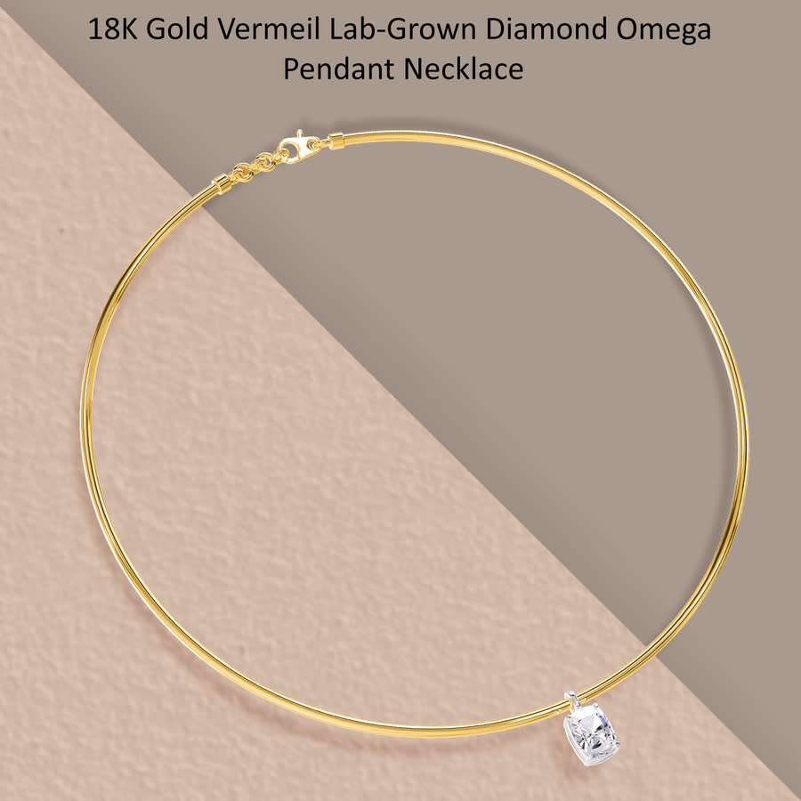 Diamond2Deal - Diamond2Deal 18k Vermeil Plated Silver 2 Ct Radiant Cut Lab Grown Diamond Pendant Necklace 18" VVS-V - 4