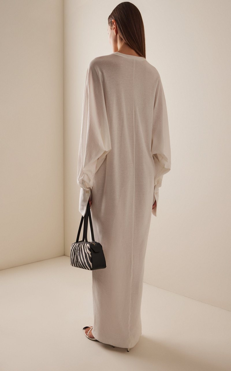 Frida Cuffed Cotton-Jersey Maxi Dress white 4