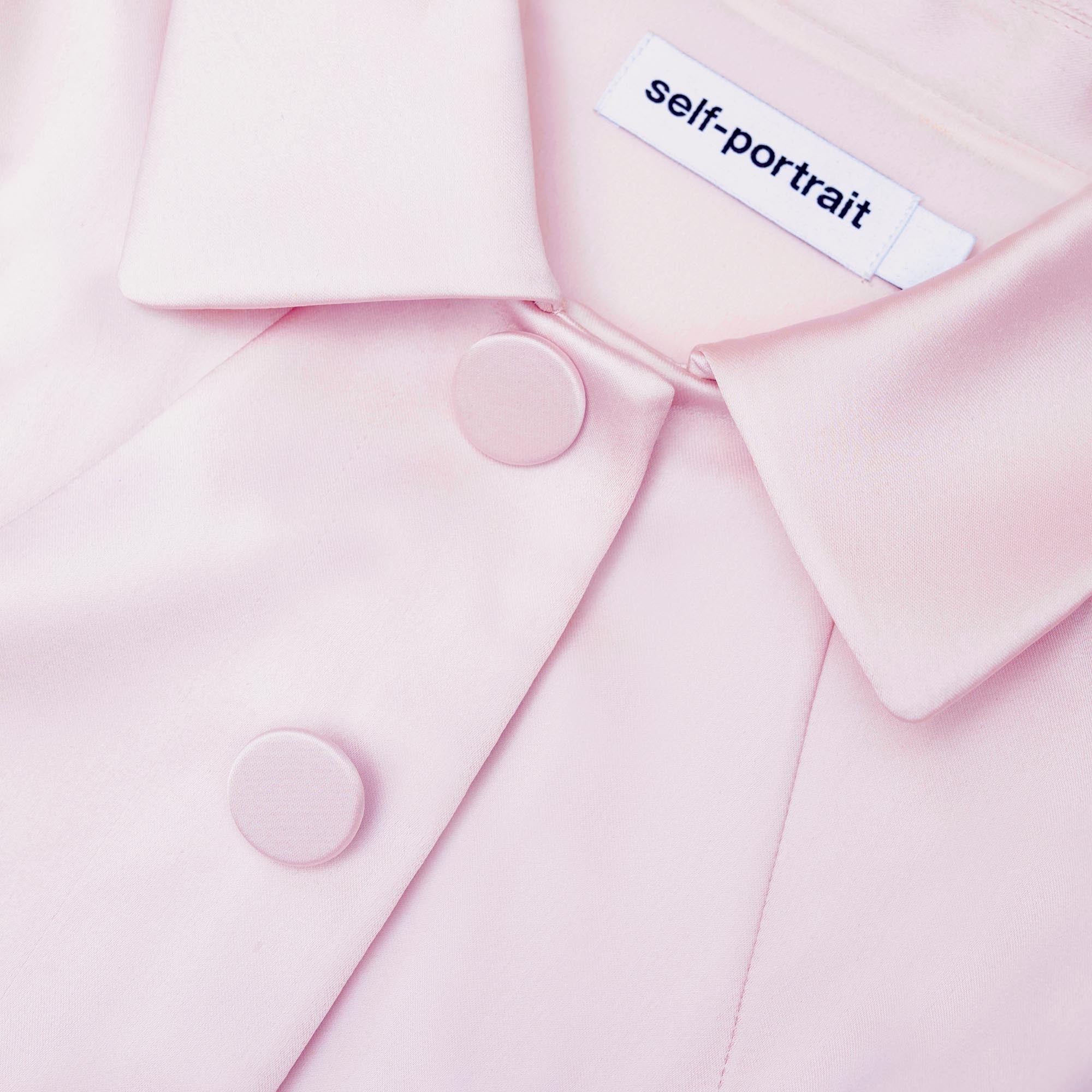 || SALE || Self-Portrait >> ケープリボンマキシドレス in Pink Pink Pearl Trim Satin Mini Dress – self-portrait-US