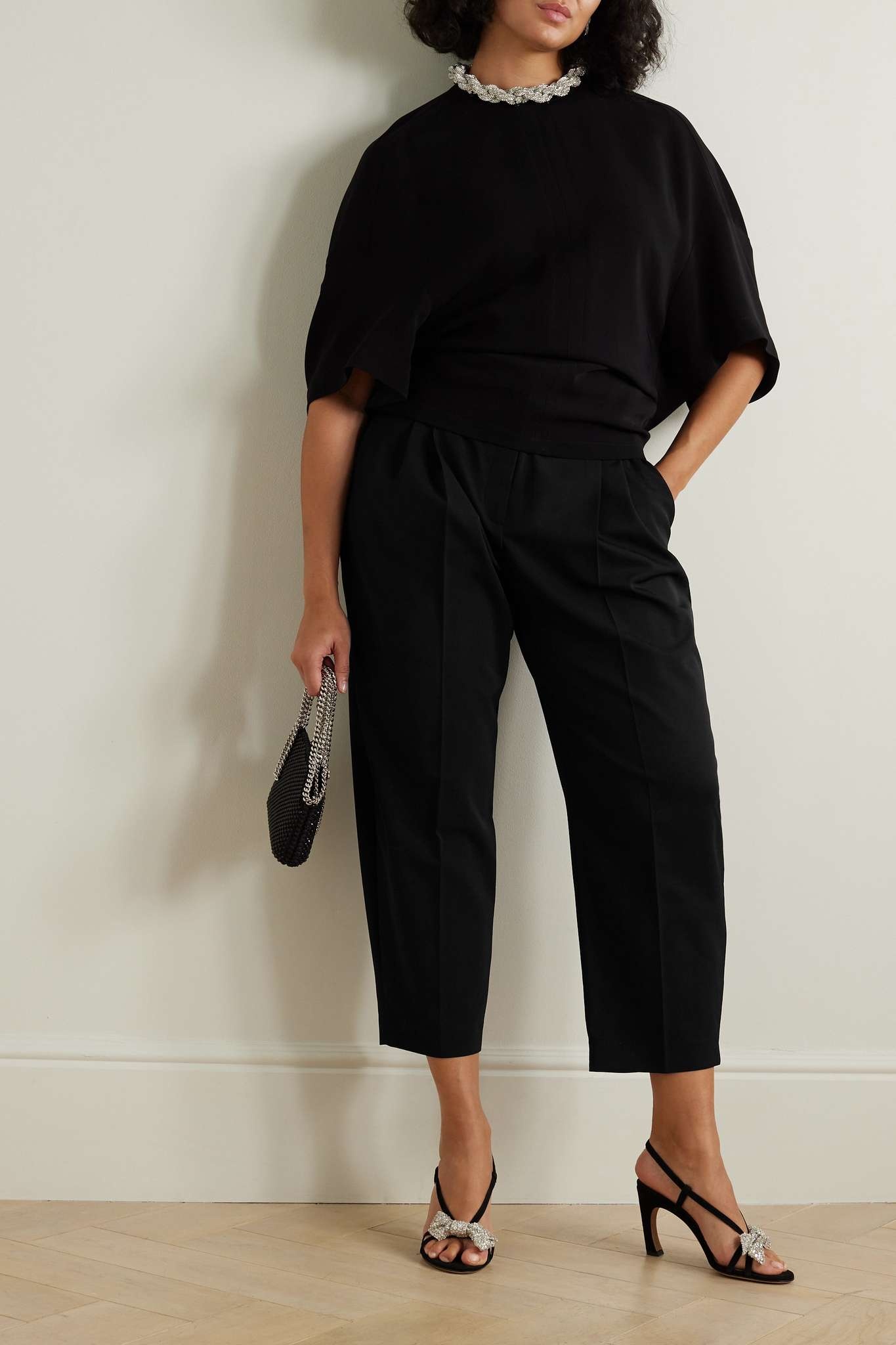 Cropped pleated wool-blend tapered pants - 2