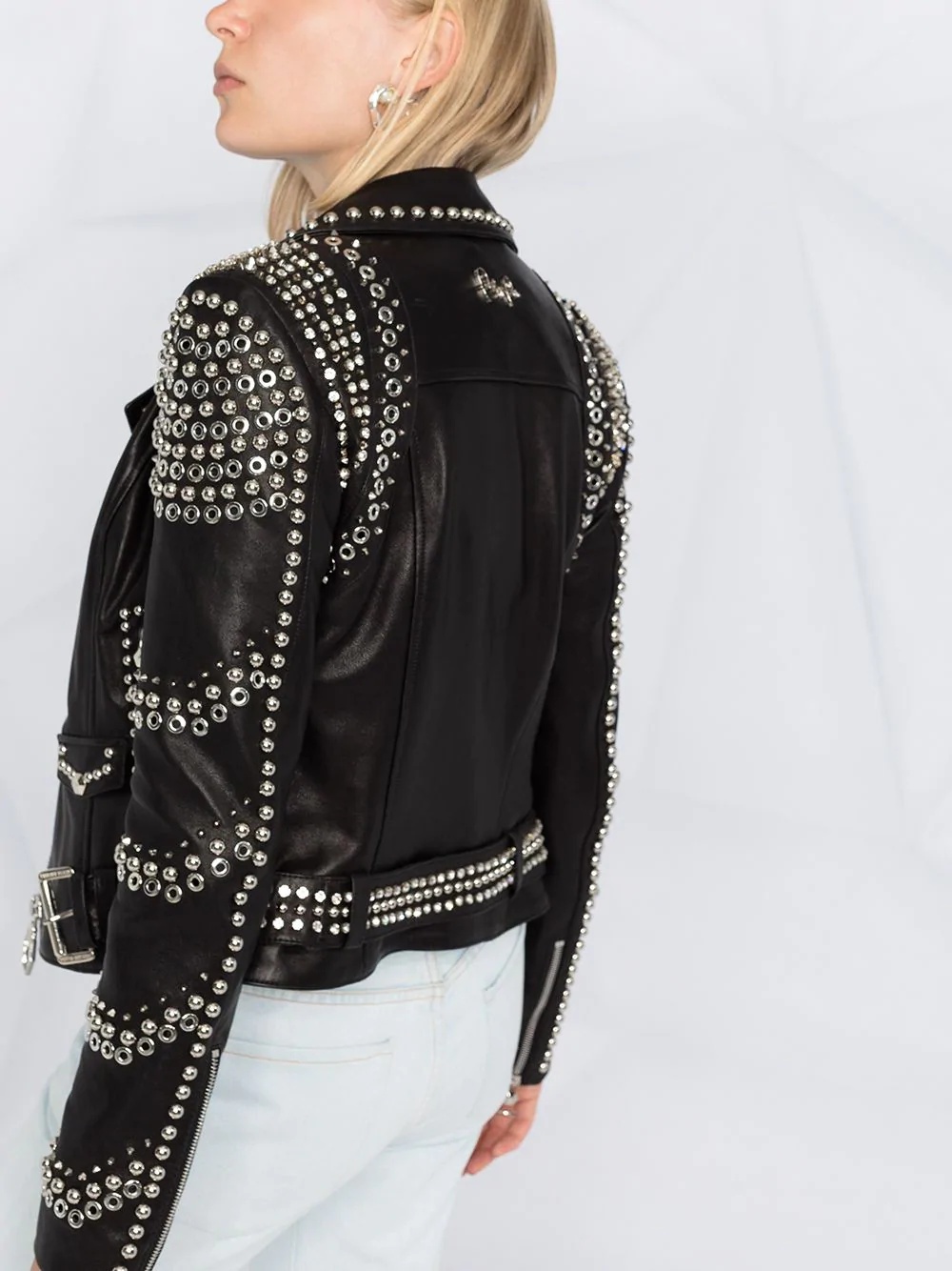 pierced biker jacket - 3