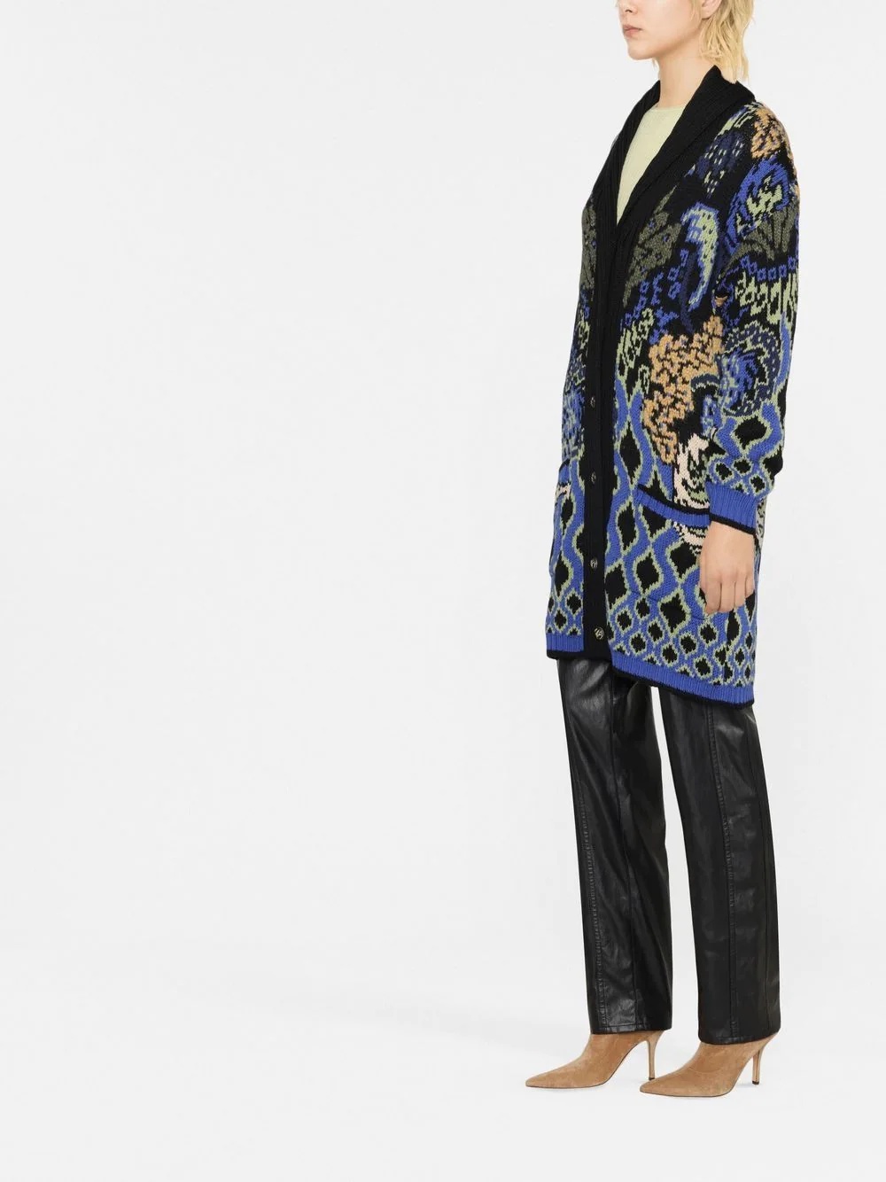 pattern-embroidered cardigan - 3