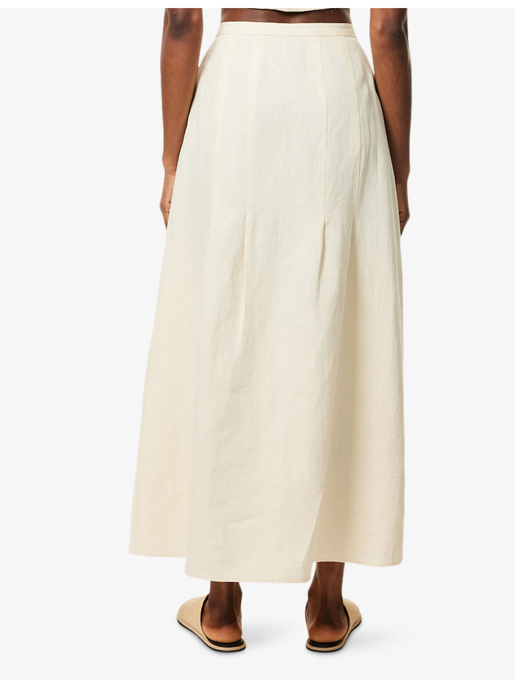 Hadera Pleated Linen Midi Skirt - 4