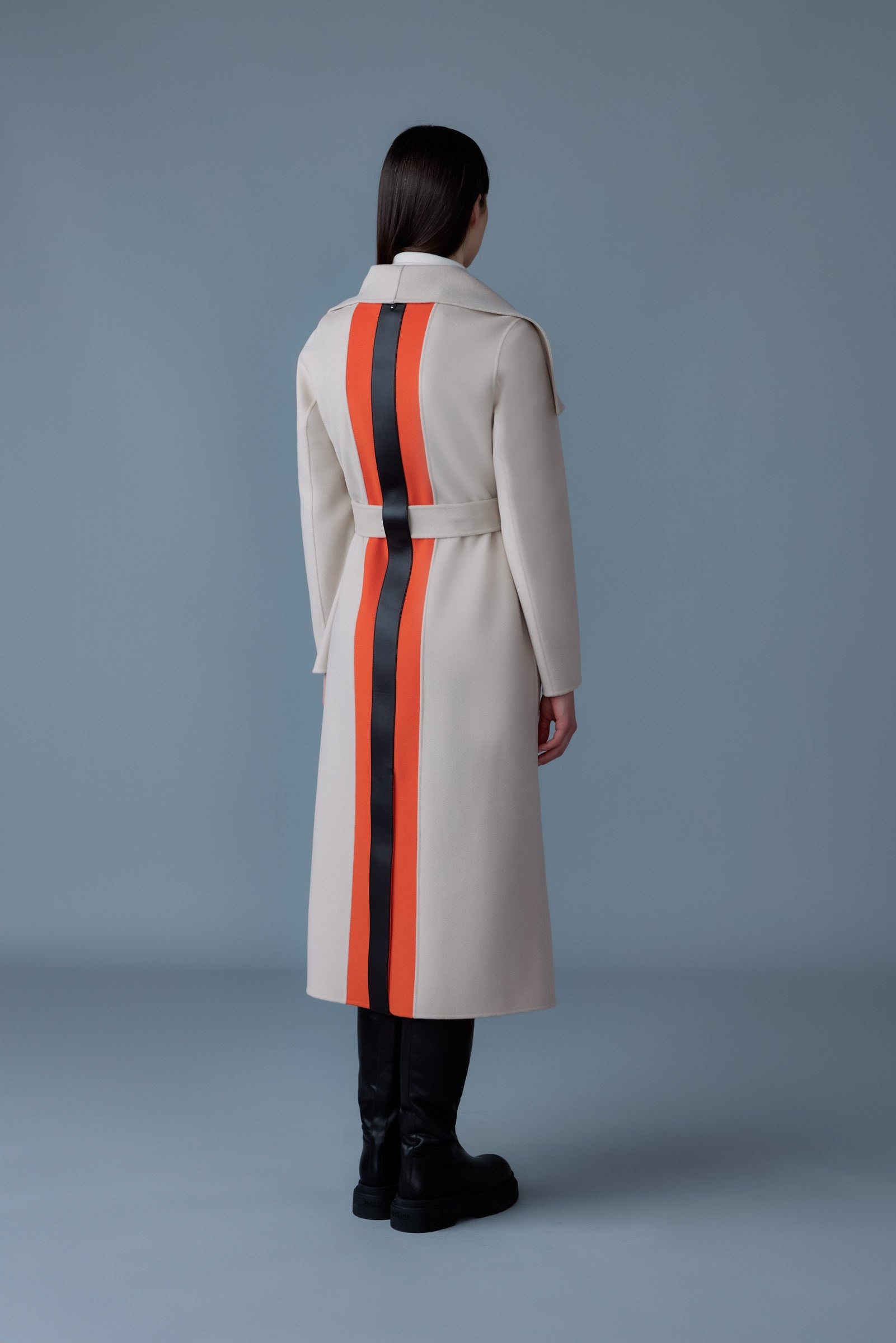 MAI-LST Double-Face Wool Stripe Wrap Coat - 4