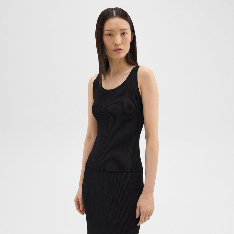 Ribbed Tank Top in Crepe Knit 2