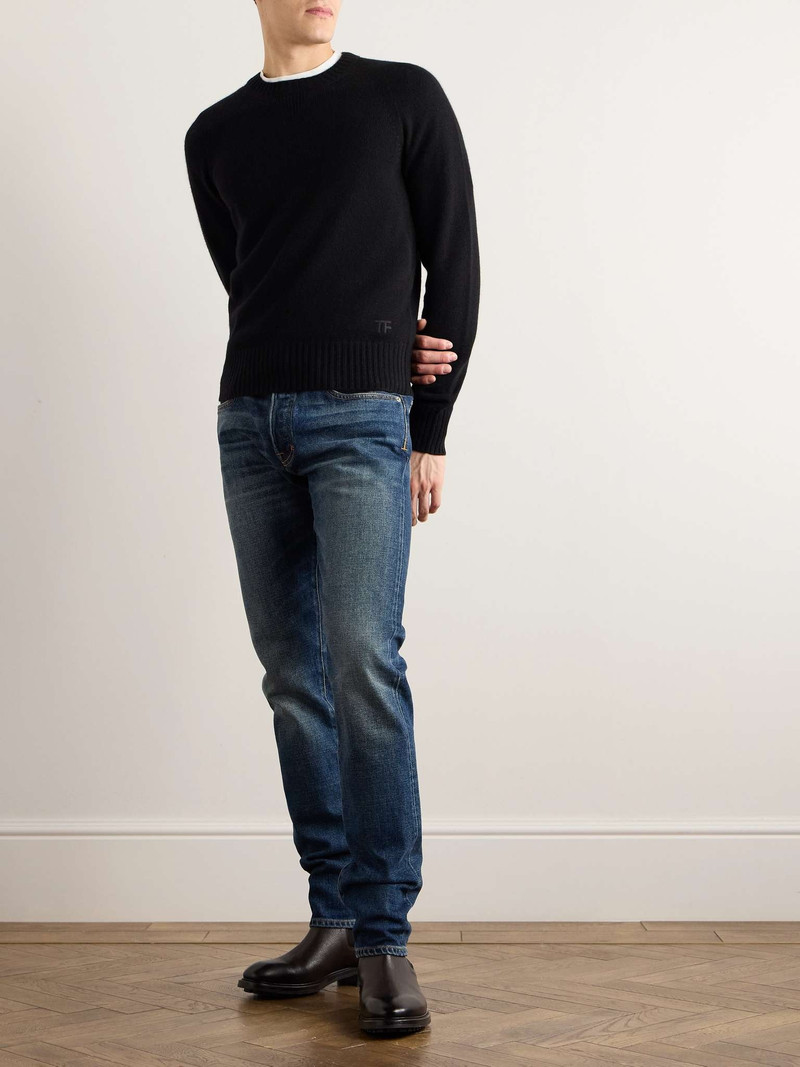 TOM FORD Slim-Fit Logo-Embroidered Brushed-Cashmere Sweater outlook