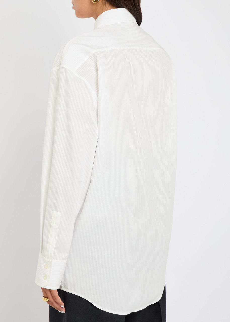 Yves Saint Laurent Logo-embroidered Striped Cotton Shirt - 3