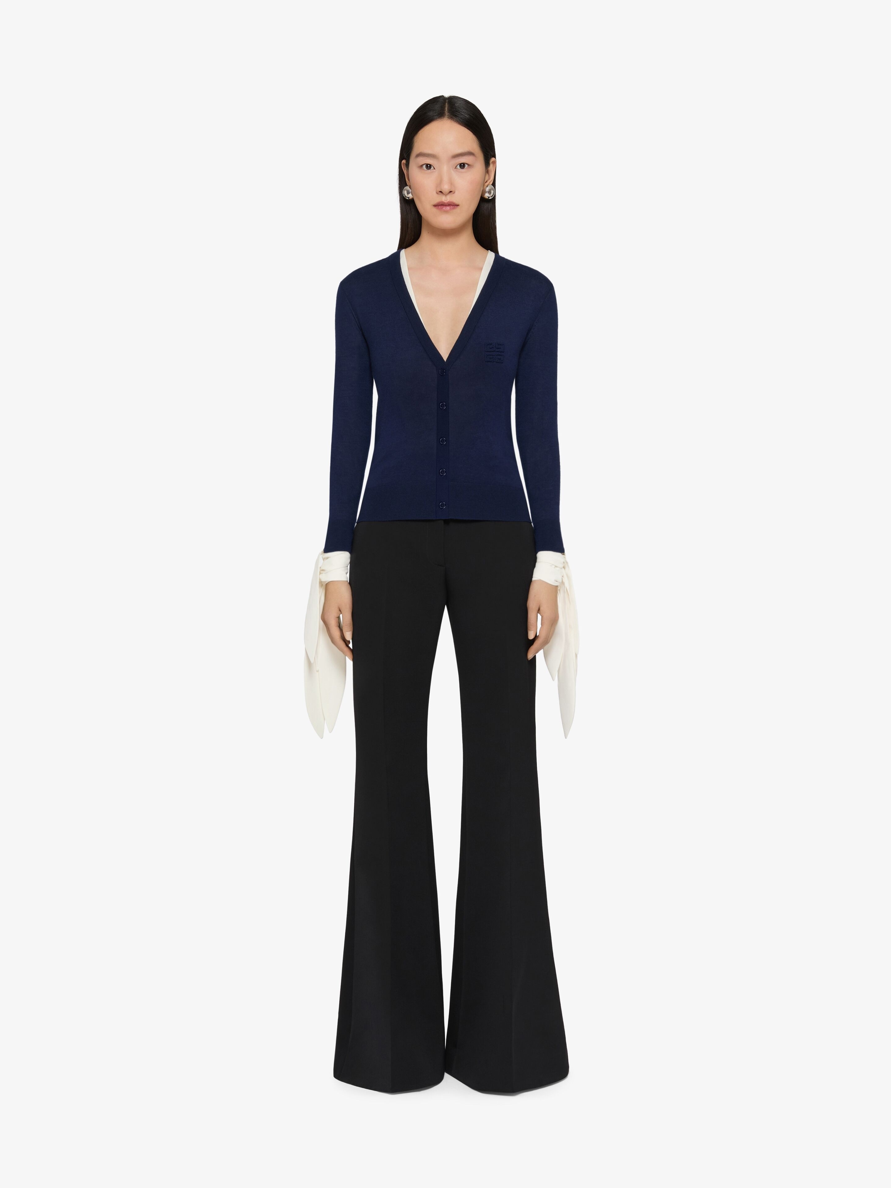 SLIM FIT CARDIGAN IN CASHMERE AND SILK - 2