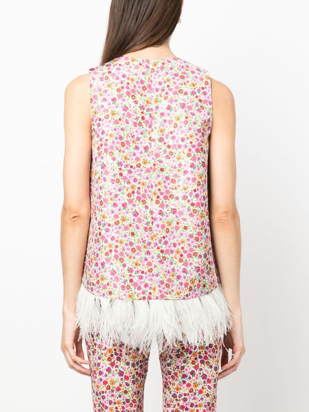 floral-print sleeveless blouse - 4