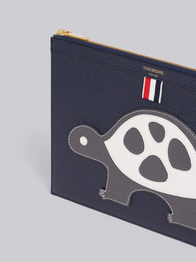 Thom Browne Navy Pebbled Calfskin Turtle Icon Applique Small Gusset Folio outlook