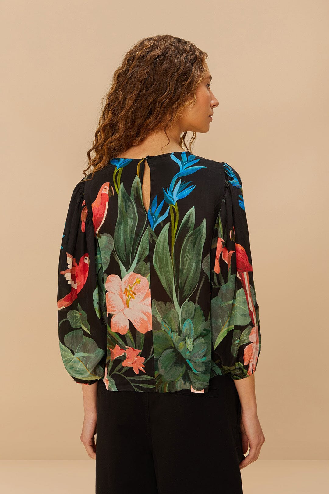 Midnight Macaw Fiesta Black Blouse - 4