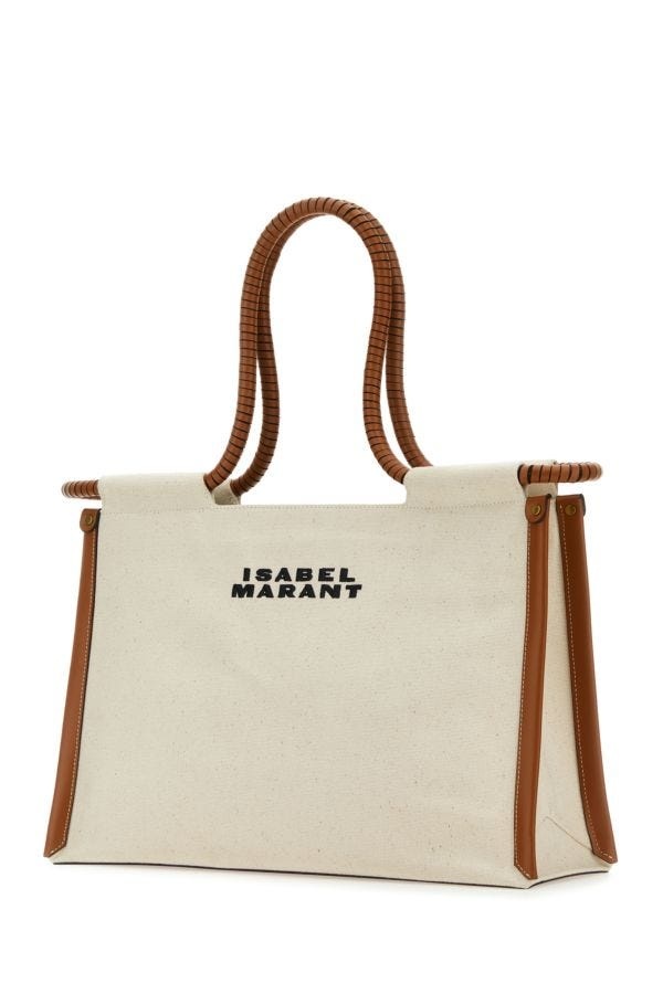 Isabel Marant Woman Melange Ivory Canvas Toledo Shopping Bag - 2