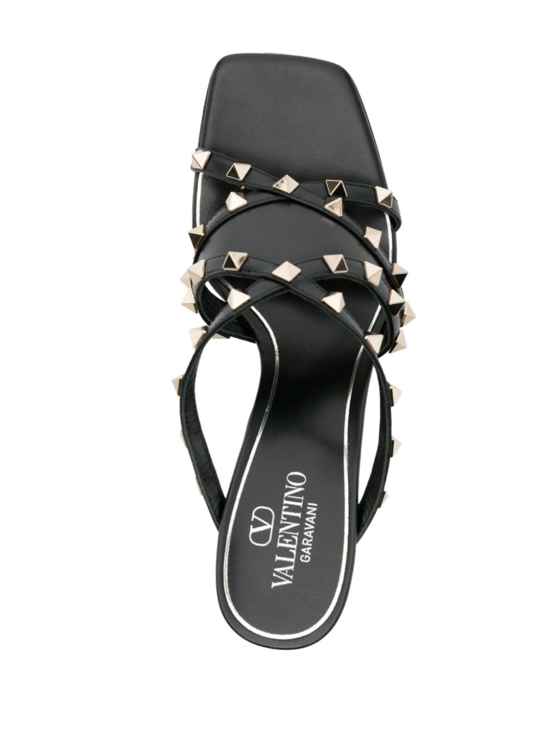 Black Rockstud 100mm Leather Sandals - 4