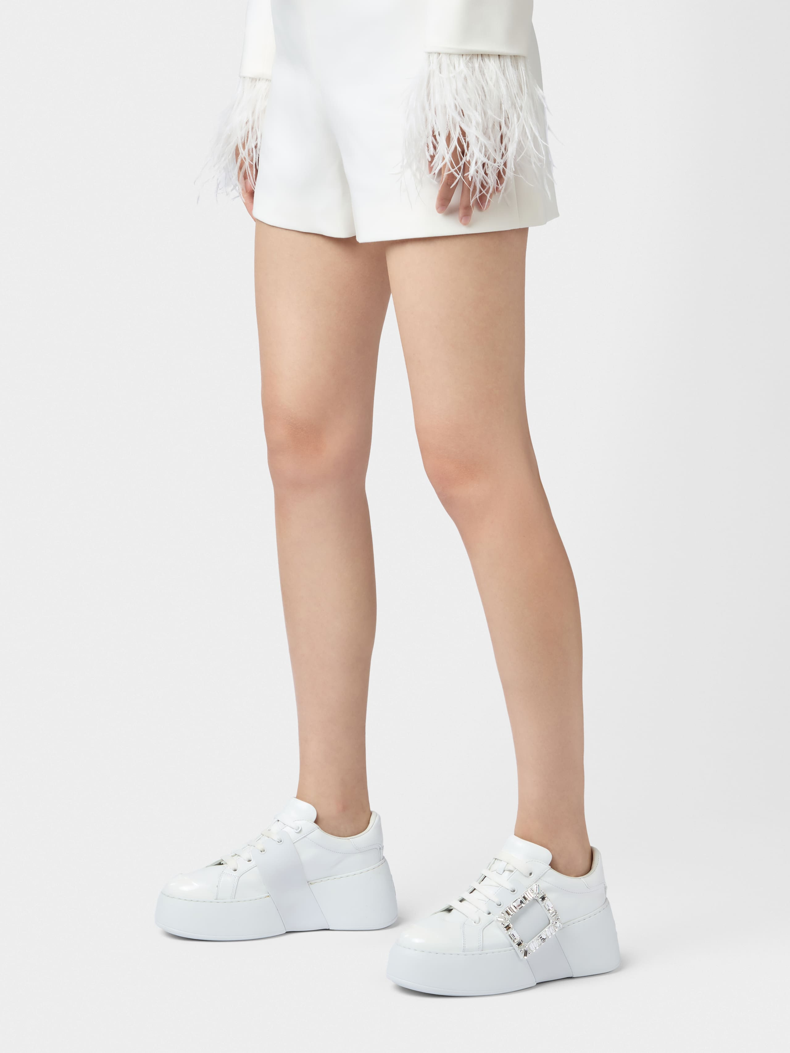 Viv' Skate Strass Buckle Sneakers in Soft Leather - 9