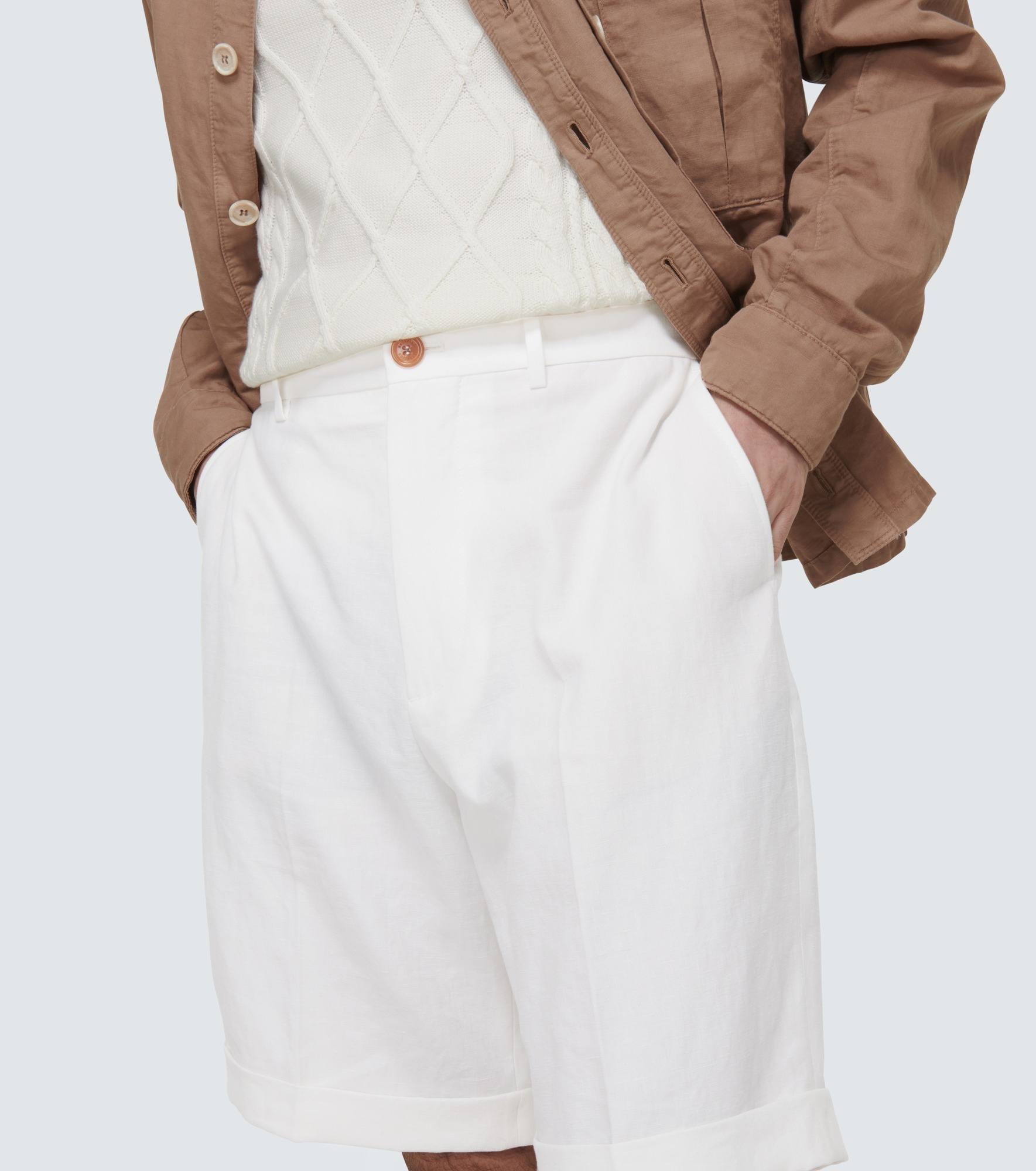 Mid-rise linen shorts - 5