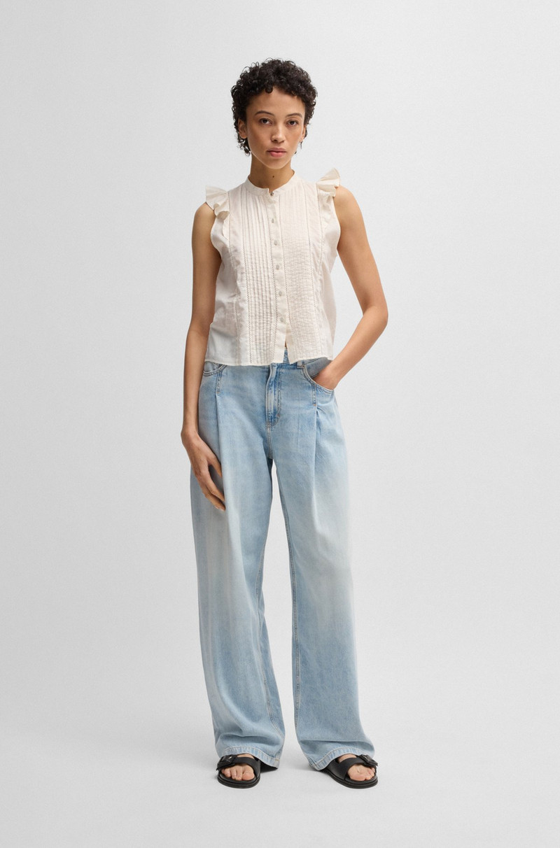 BOSS LEATHER SLIDES WITH TWIN BUCKLED STRAPS outlook