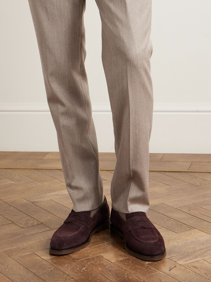 Waxed-Suede Penny Loafers Burgundy 2