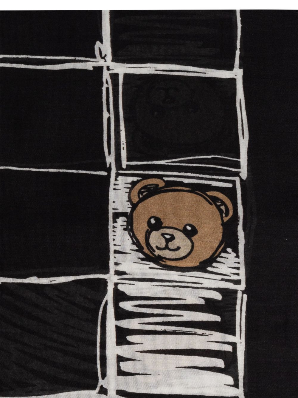 Teddy-print grid scarf - 2