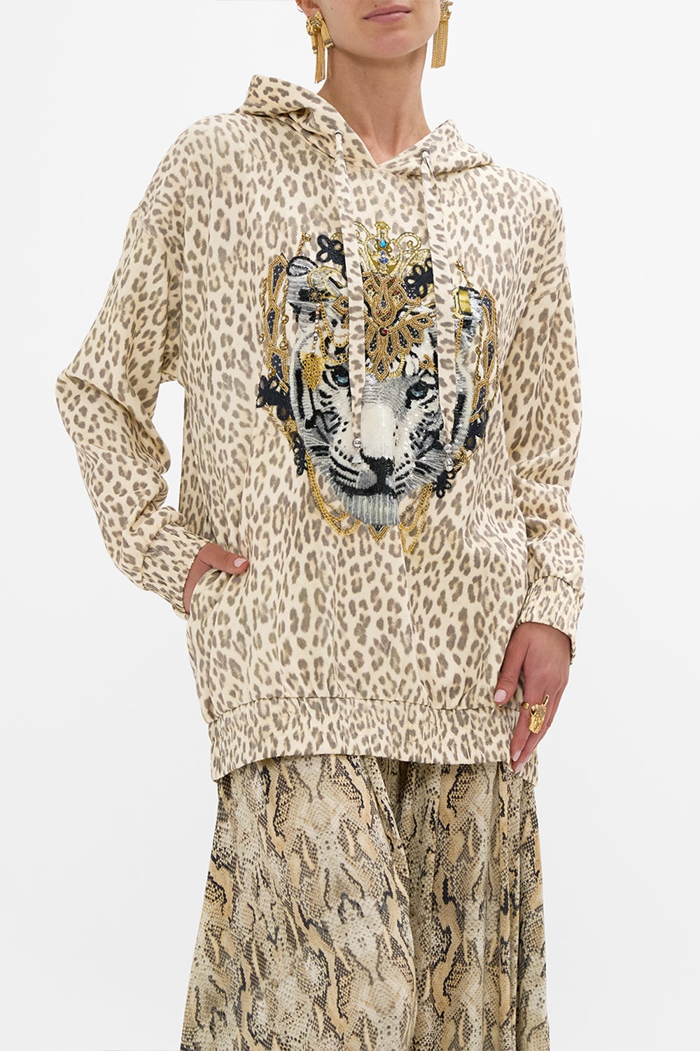 SILK BAND OVERSIZED HOODIE WITH POCKETS - 5