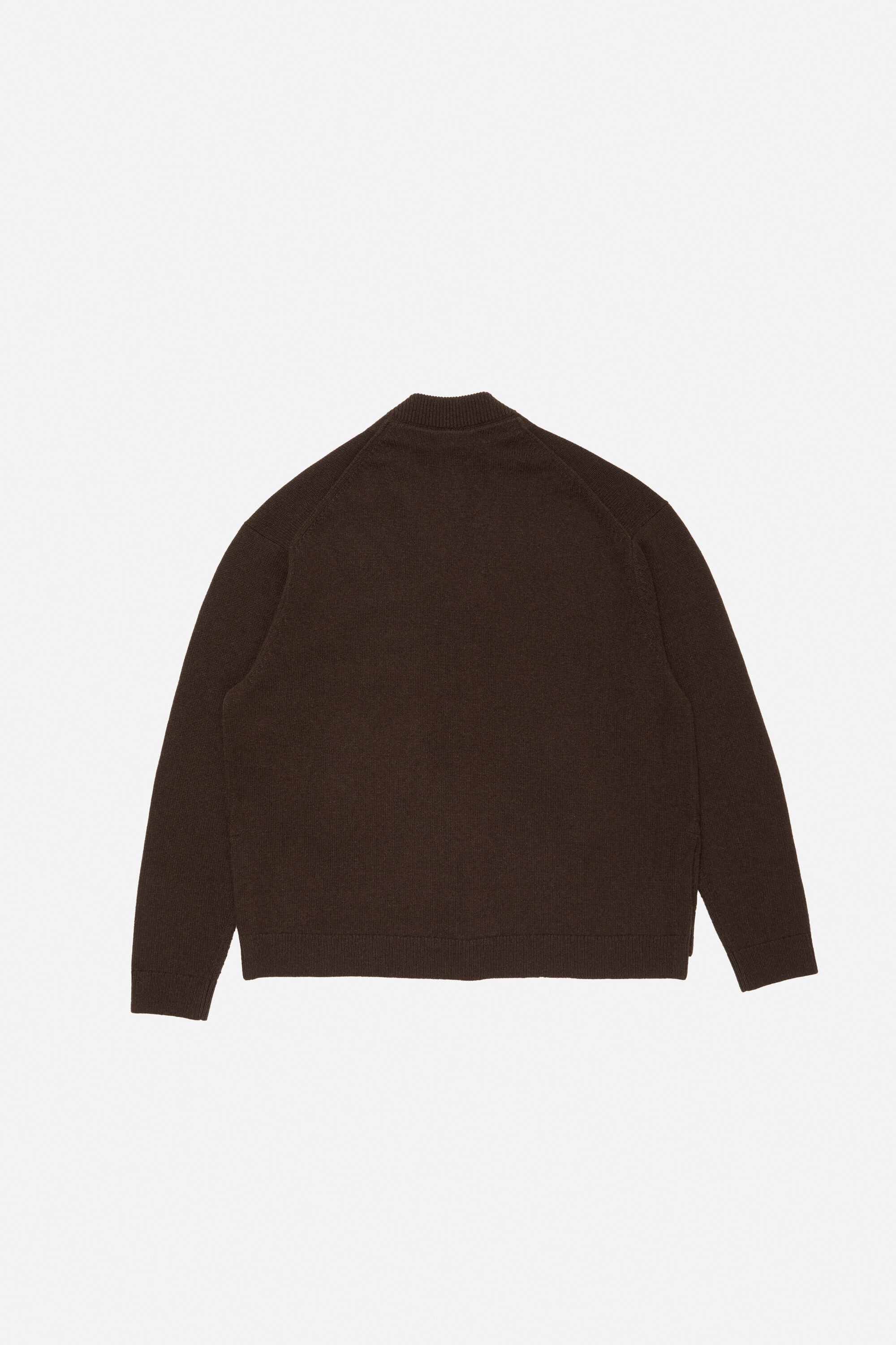 Wool V-Neck Cardigan - Dark brown - 7