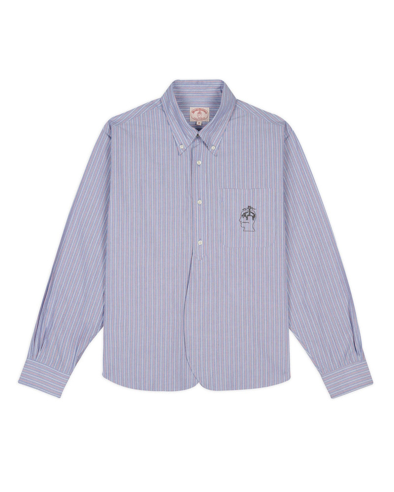Brooks Brothers California Half Placket Oxford Button Up Shirt - Blue 1