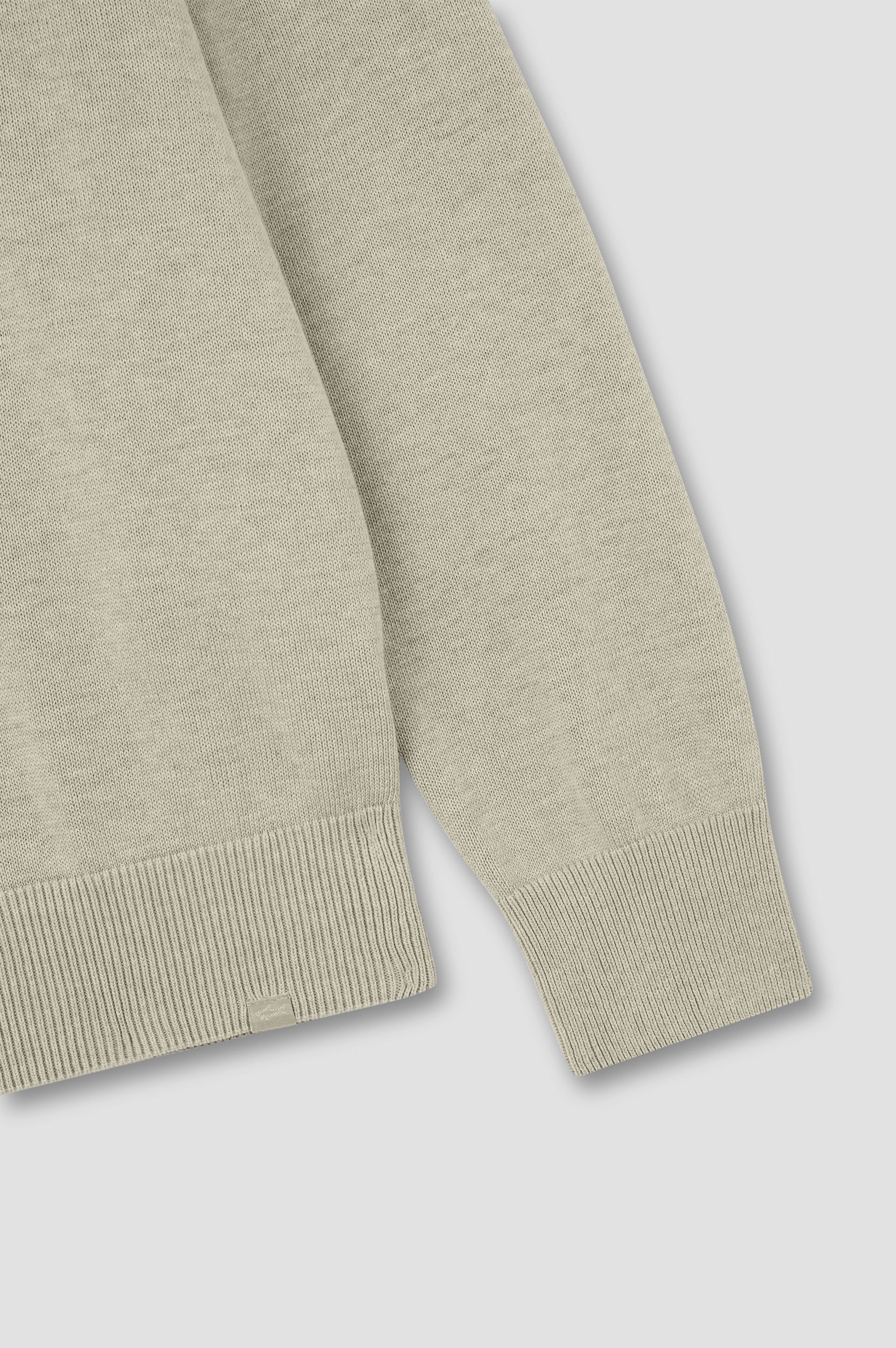 SWEATER IN FRESH COTTON WITH CONTRASTING LINEN DETAILS - 7
