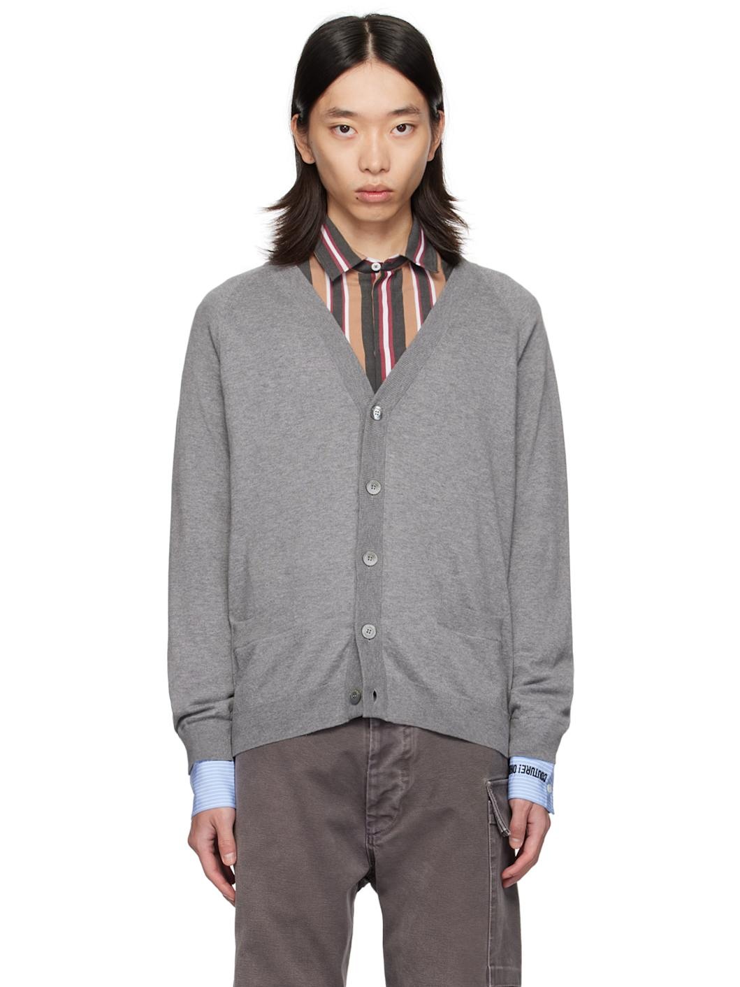 Gray Upside Down Logo Cardigan - 1