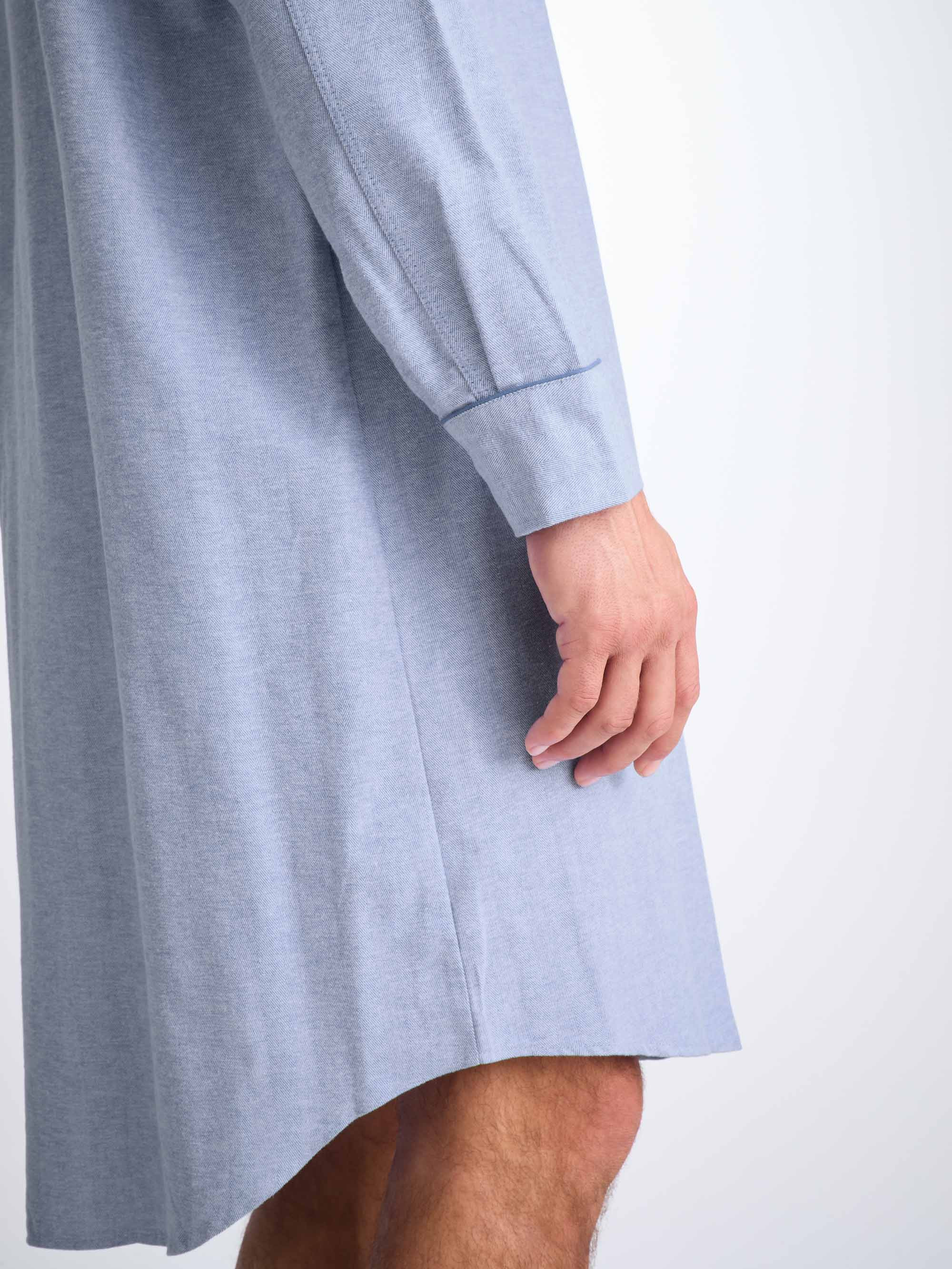 Men's Nightshirt Arran 24 Brushed Cotton Blue - 7