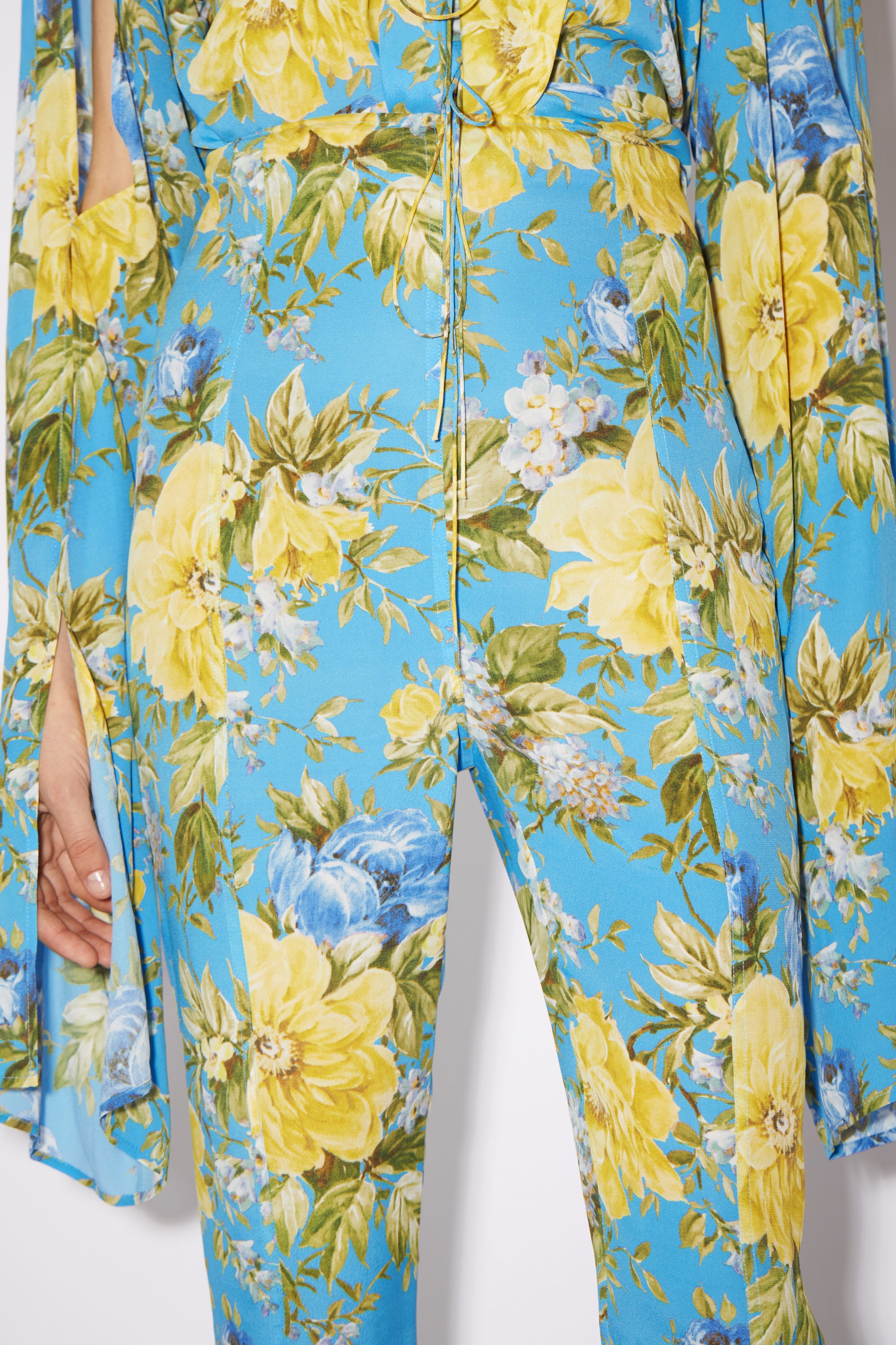 Flower print flared trousers - Blue - 5