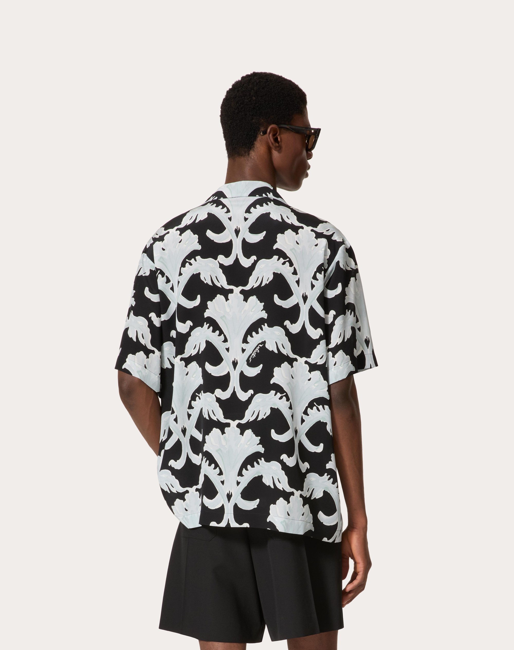 METAMORPHOS WALL PRINT SILK BOWLING SHIRT - 4