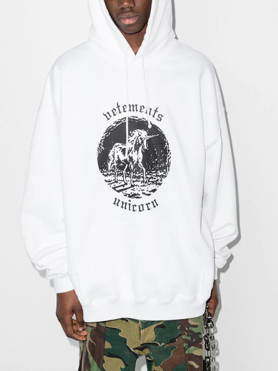 VETEMENTS Double Unicorn drawstring hoodie outlook