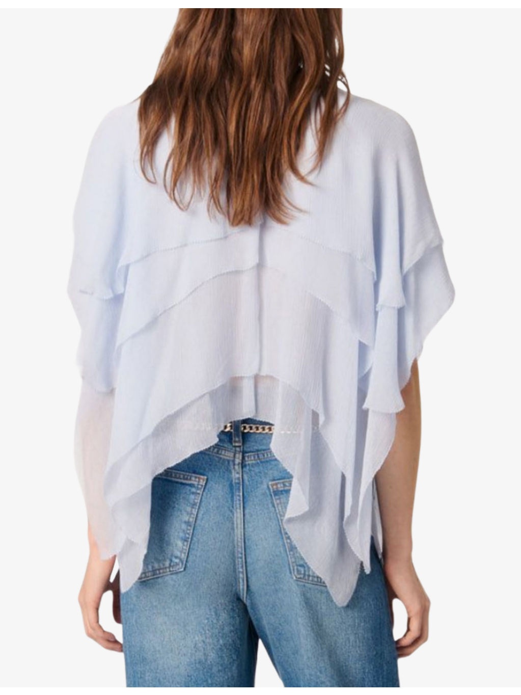 Ruffled Cape-Effect Chiffon Top - 4