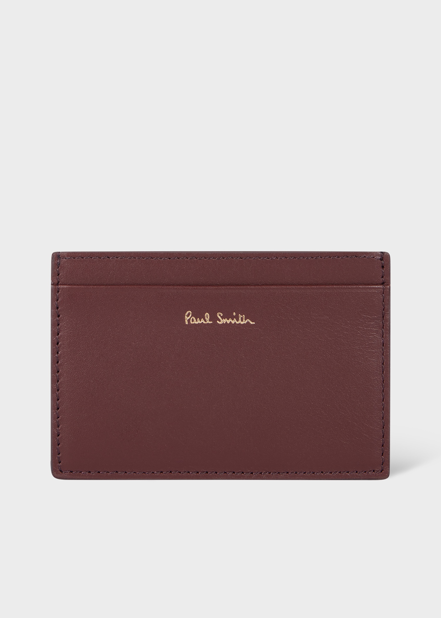 Burgundy 'Signature Stripe' Leather Card Holder - 1