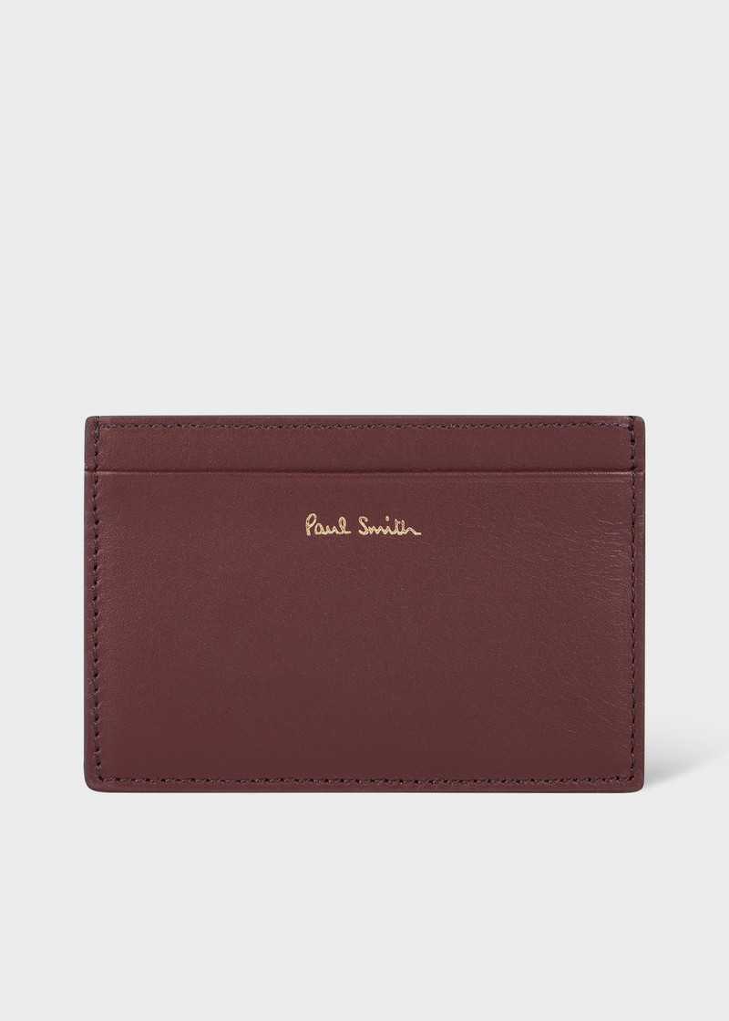 Burgundy 'Signature Stripe' Leather Card Holder 1