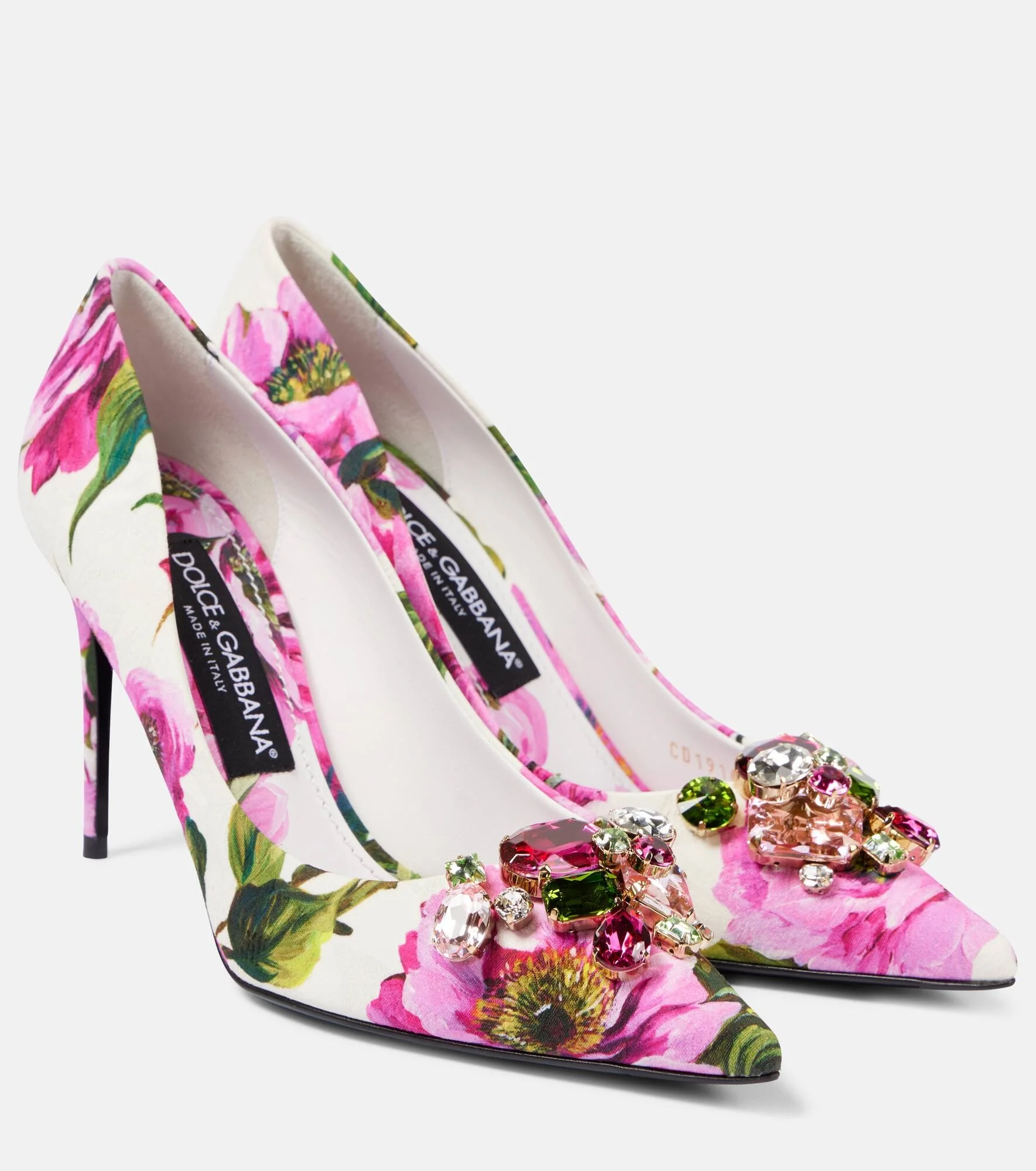 Embellished leather-trimmed pumps - 1