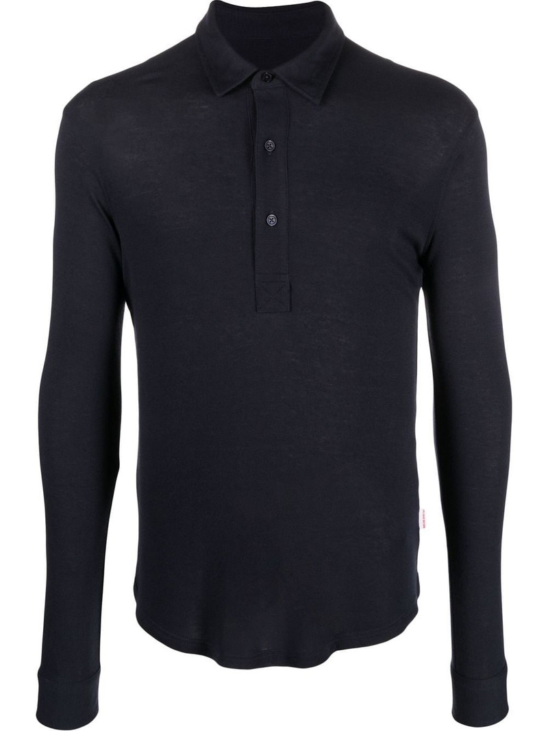 button-front long-sleeved polo shirt 1