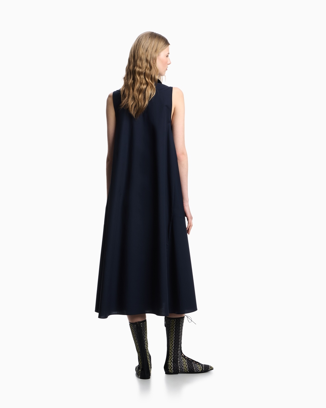 POPLIN FLARED LONG DRESS - 3